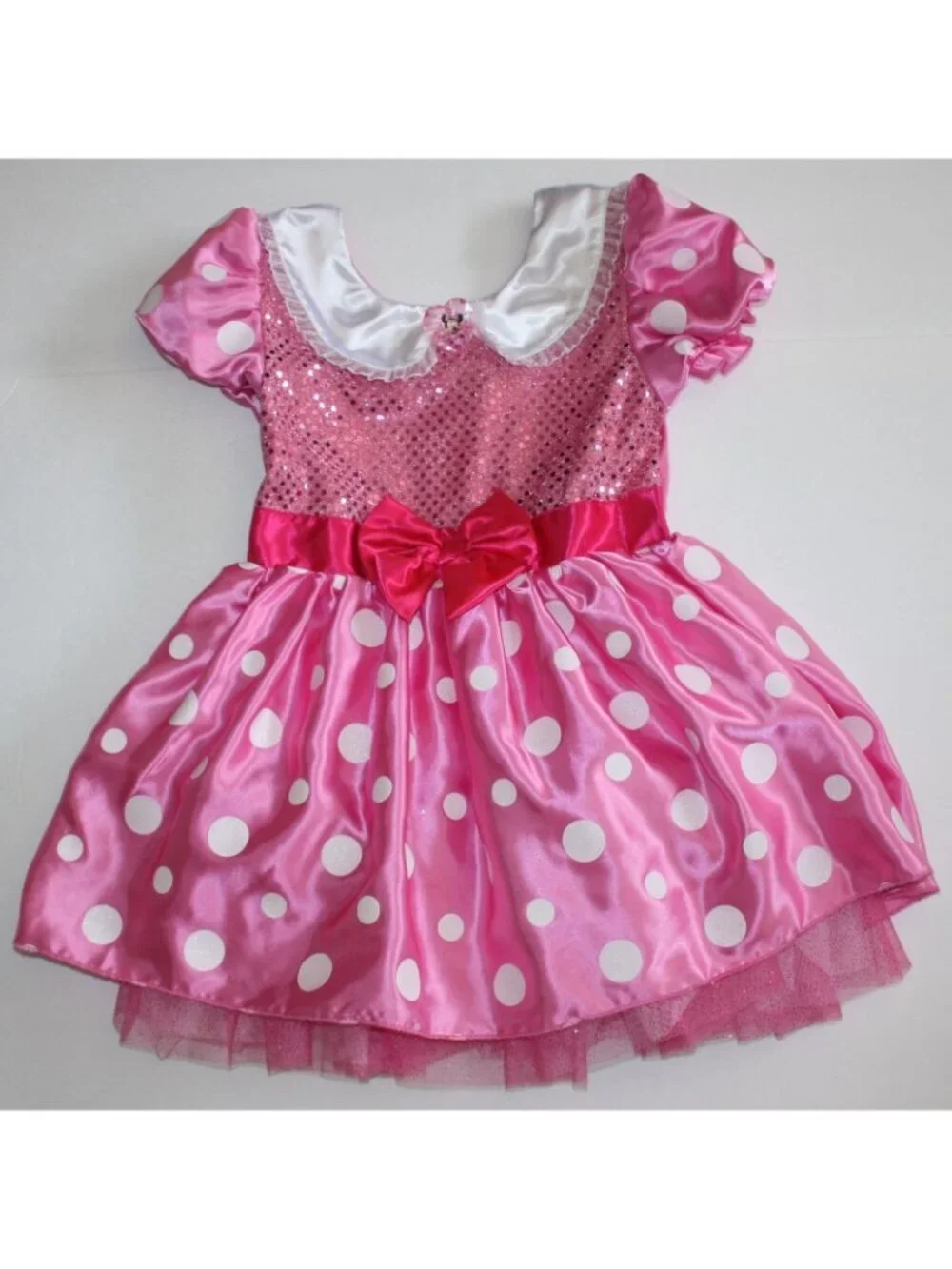 Disney Girl's Minnie Mouse Costume Pink Polka Dot Dress with Bloomers in size 5T